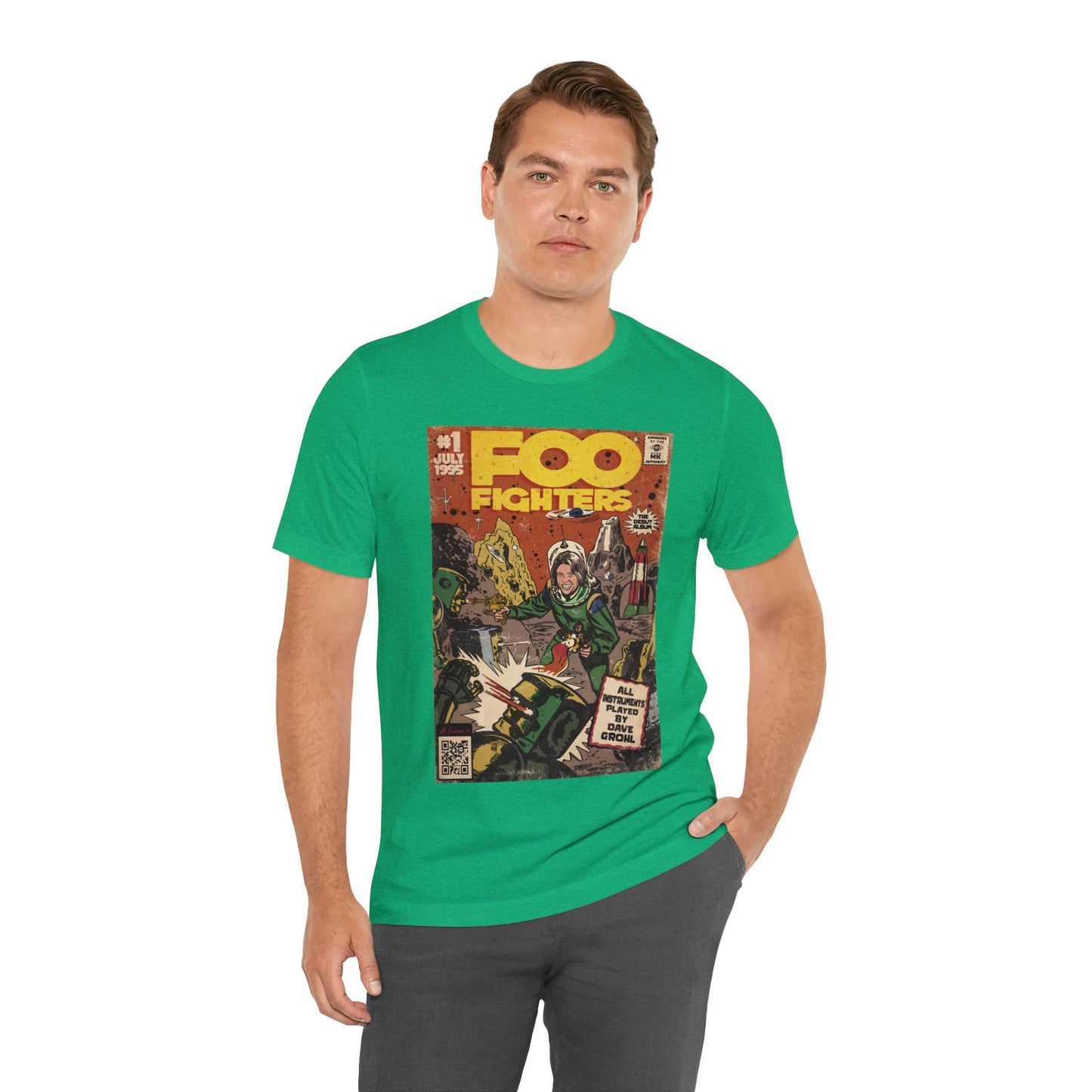 Foo Fighters- Self Titled Comic Book Art - Unisex Jersey Short Sleeve Tee