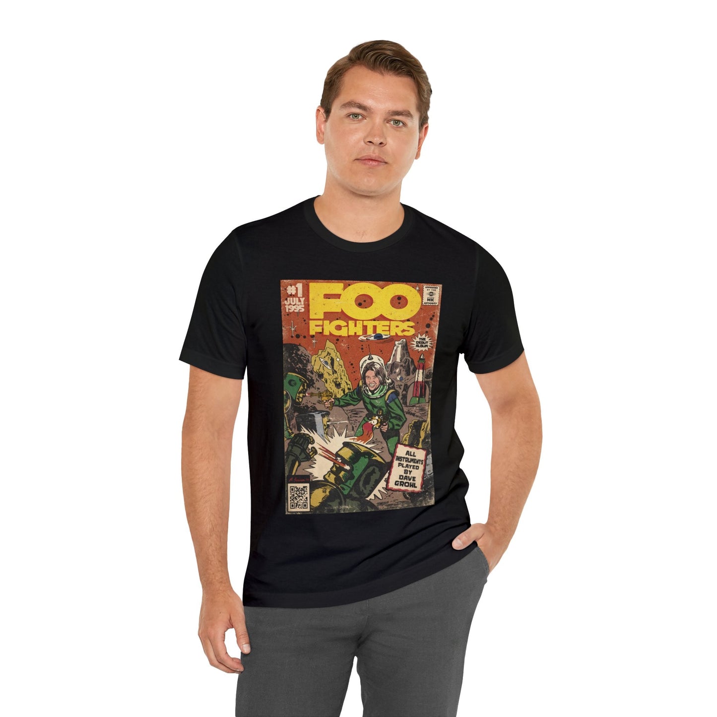 Foo Fighters- Self Titled Comic Book Art - Unisex Jersey Short Sleeve Tee