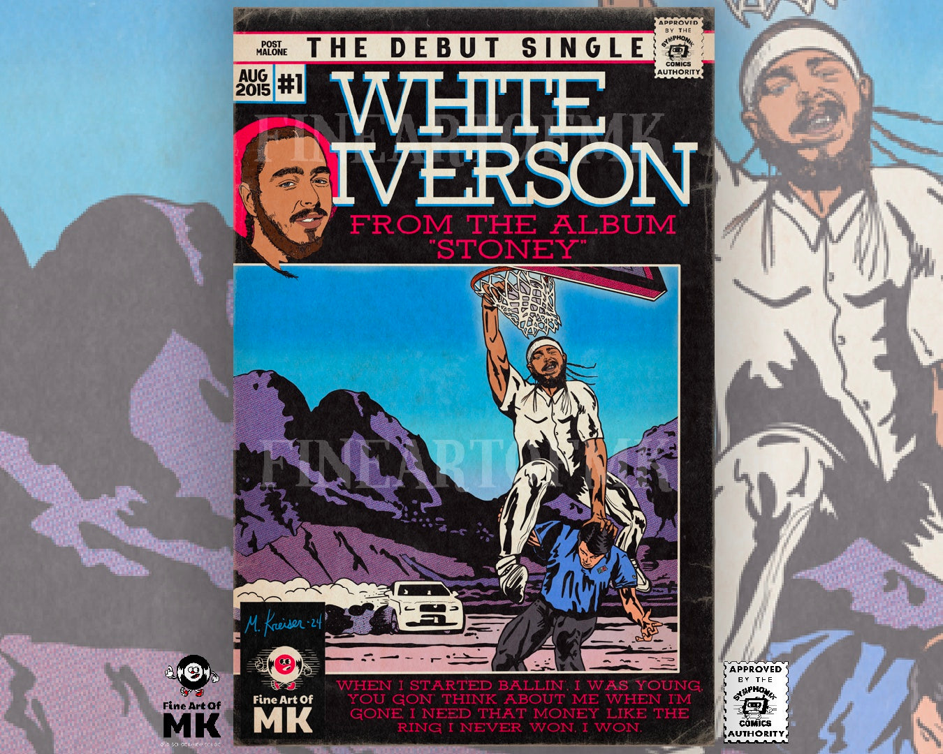 Post Malone - White Iverson -  Matte Vertical Posters